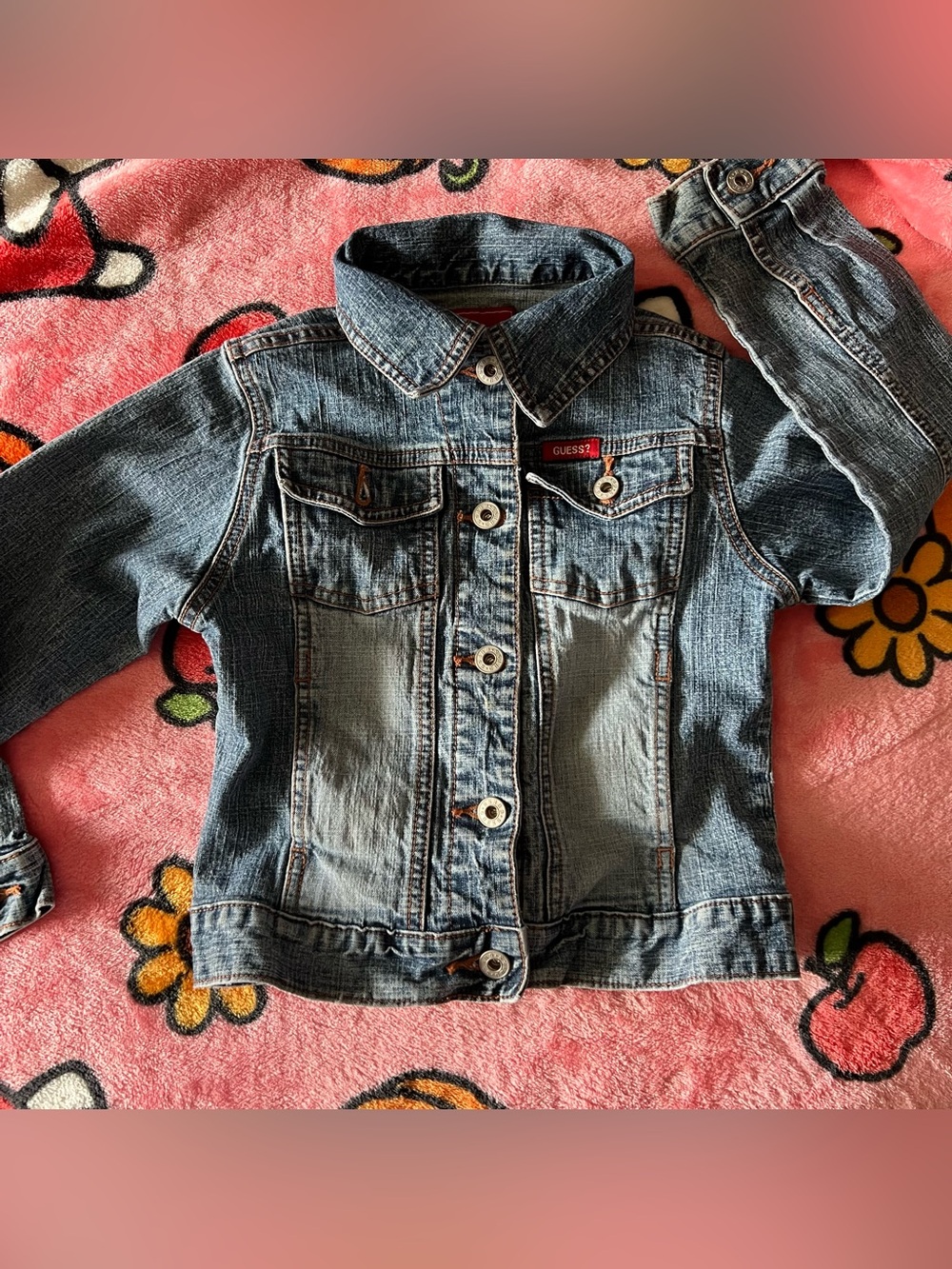GUESS Girls' Light Blue Denim Jean Jacket with Button Front